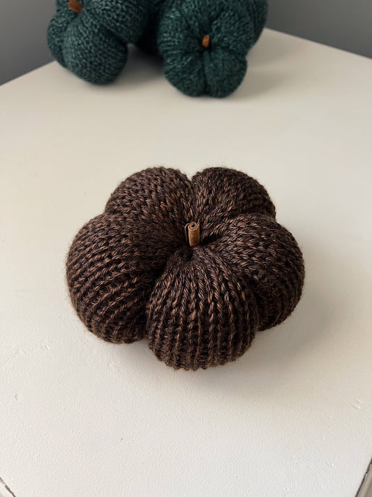 Dark Brown Knitted Pumpkin Decorative *pre-order