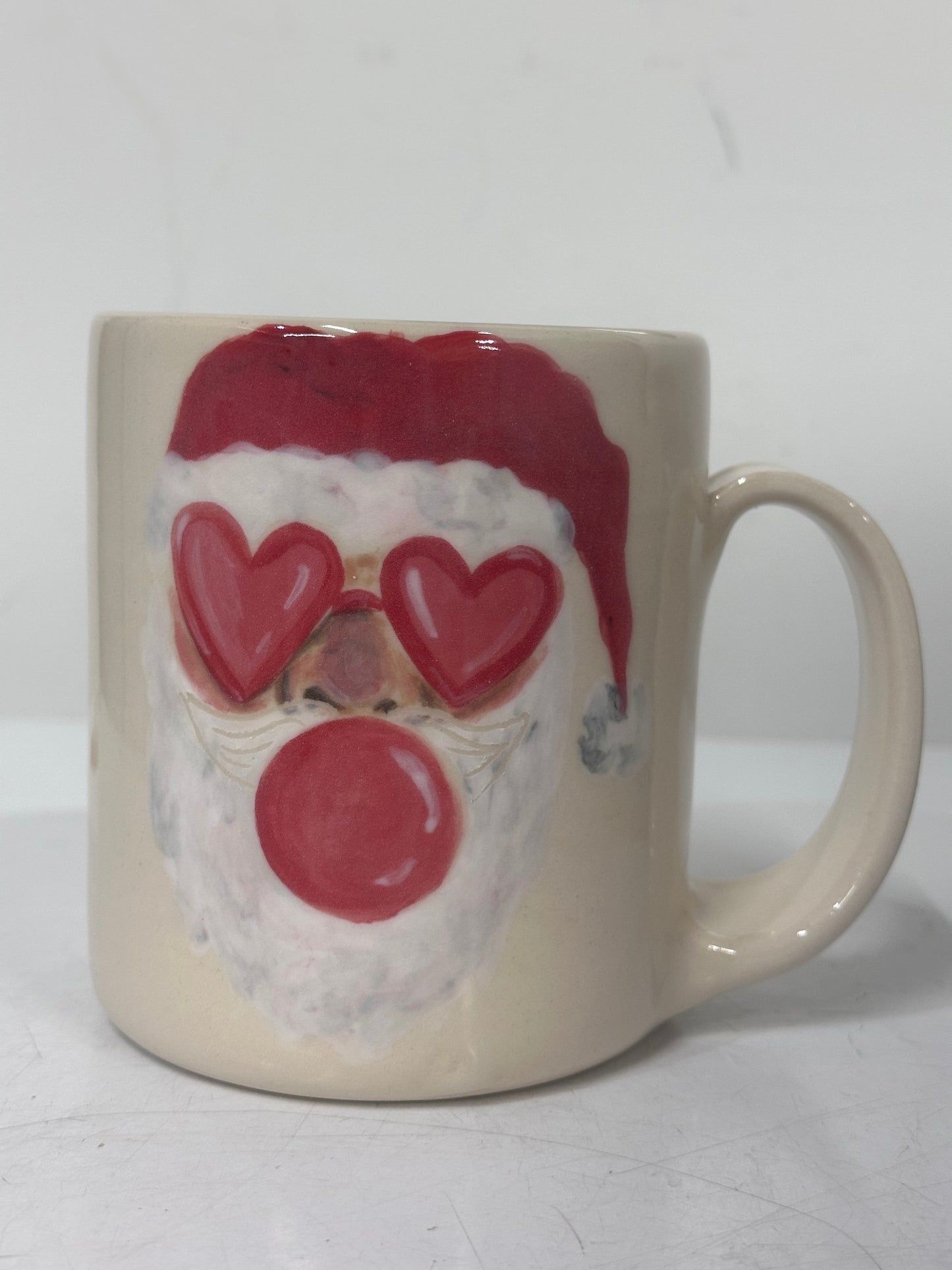 Bubble gum Santa mug