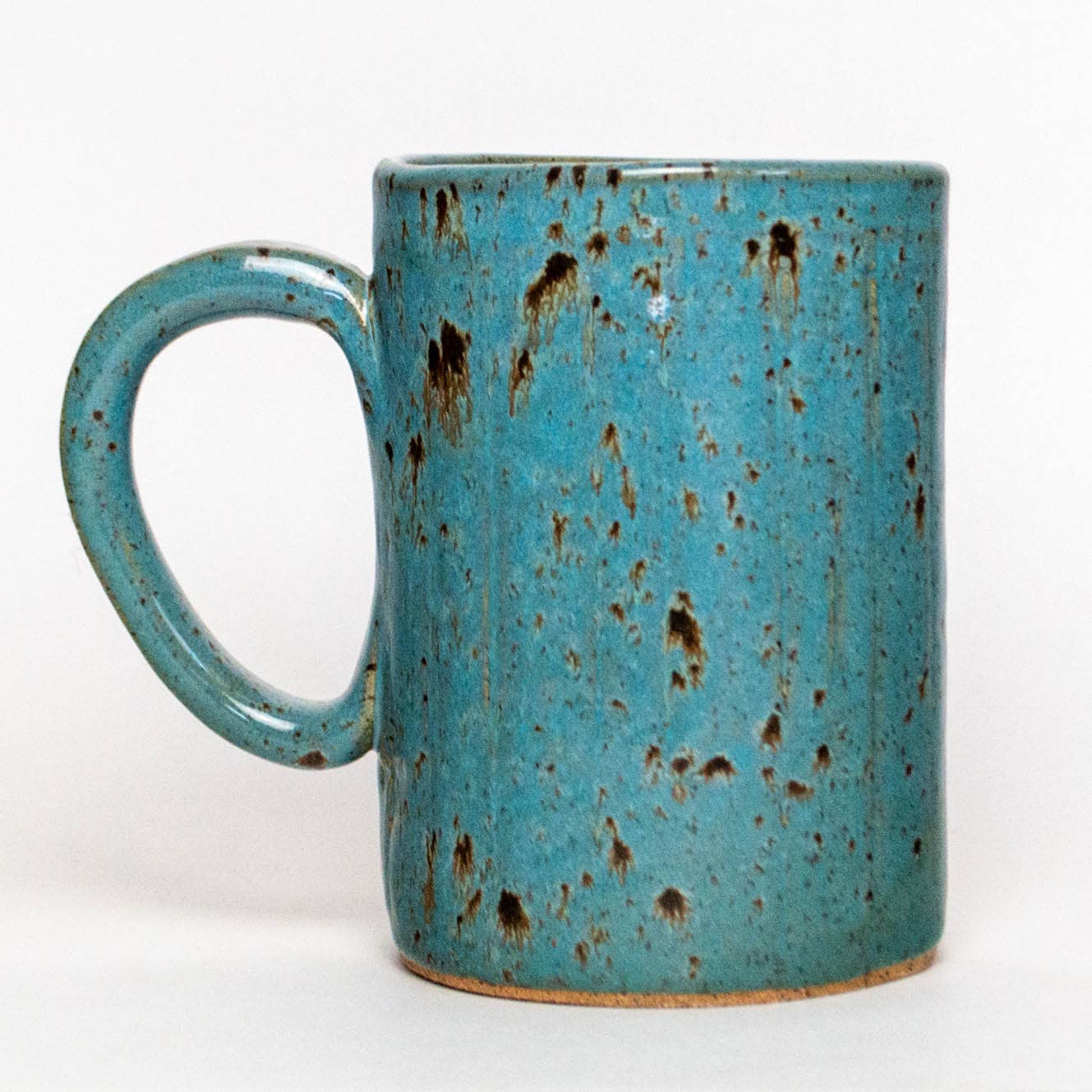 White Chicken Handmade Ceramic Blue Spangled 14 oz Mug *preorder
