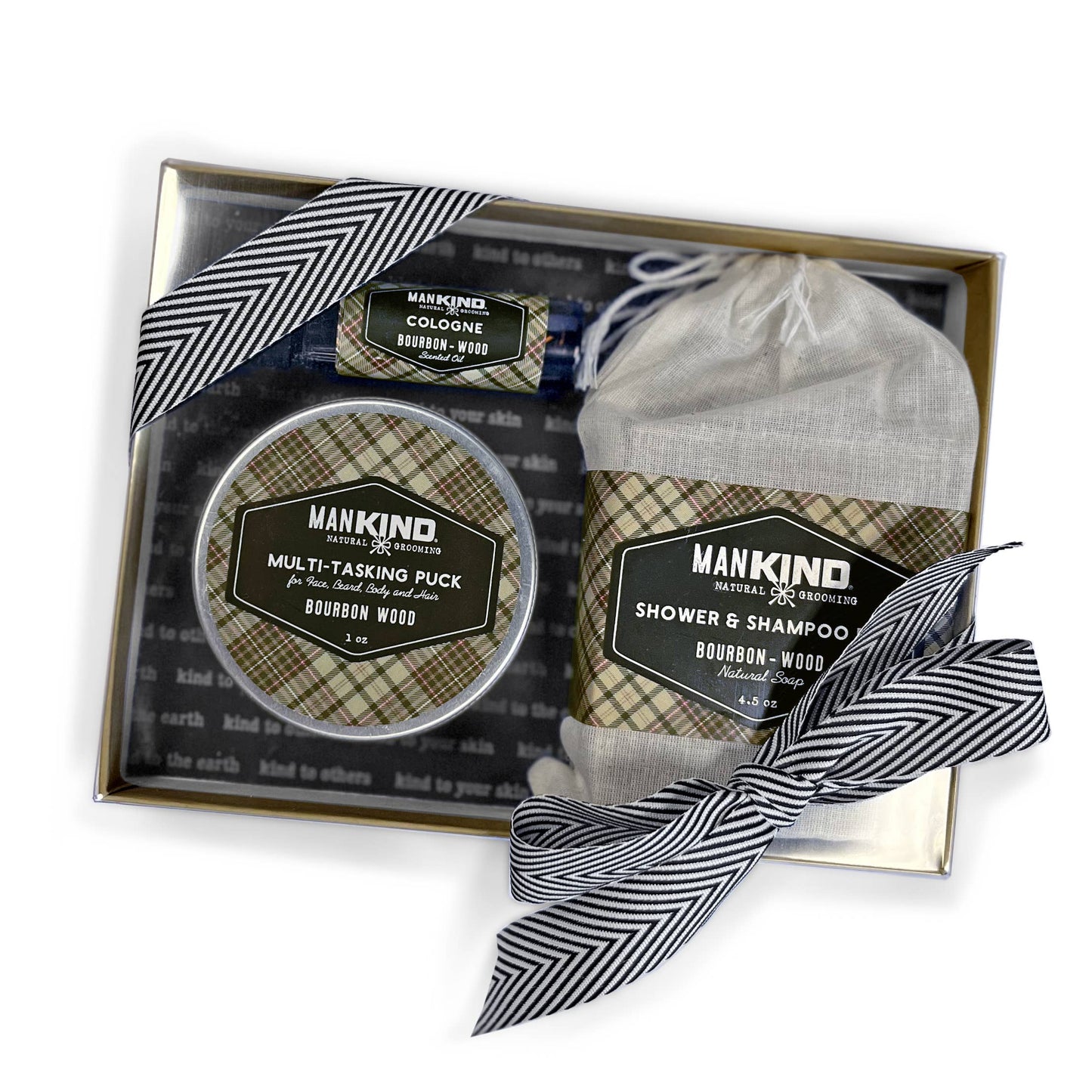 ManKIND Bourbon Wood Trio Gift Set-Soap Cologne&Solid Lotion