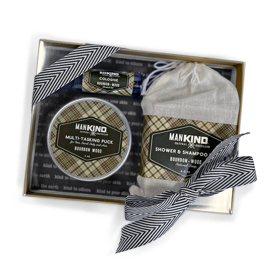 ManKIND Bourbon Wood Trio Gift Set-Soap Cologne&Solid Lotion