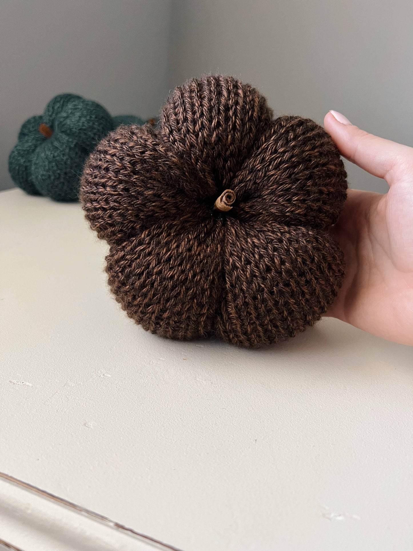 Dark Brown Knitted Pumpkin Decorative *pre-order