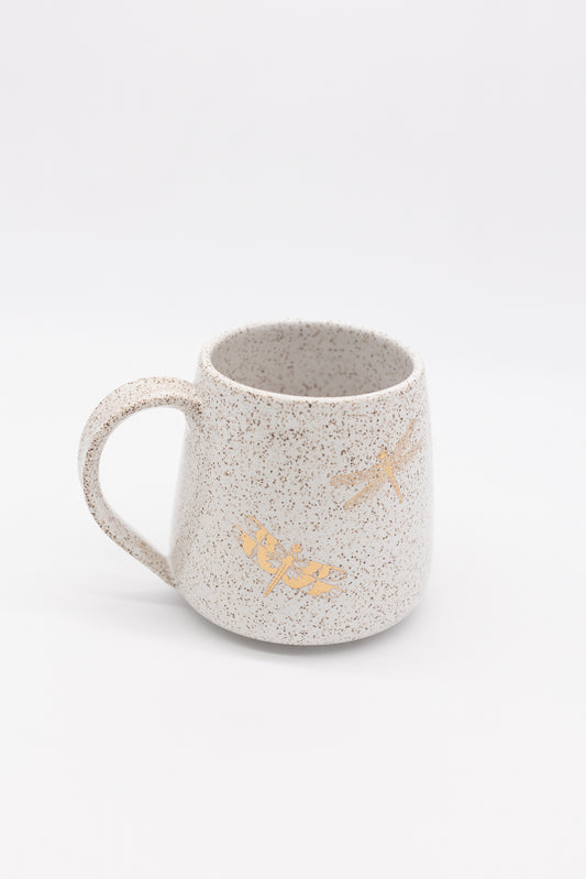 Hand Crafted - 'Gold Leaf Dragonfly' Mug