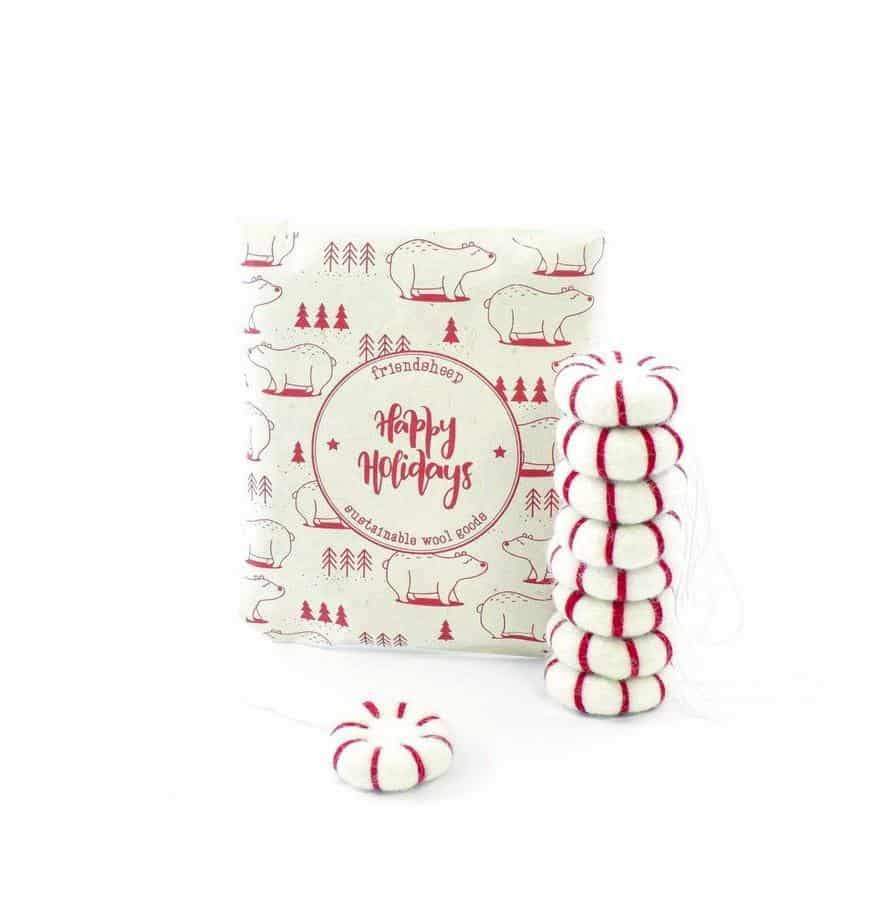 Peppermint Holiday Eco Wool Ornament - Classic