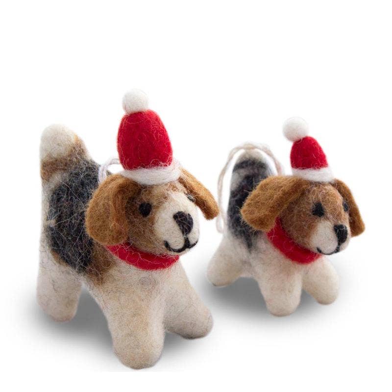 Santa’s Helpers Holiday Dog Eco Wool Ornament