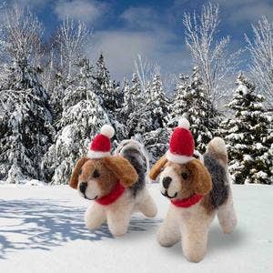 Santa’s Helpers Holiday Dog Eco Wool Ornament
