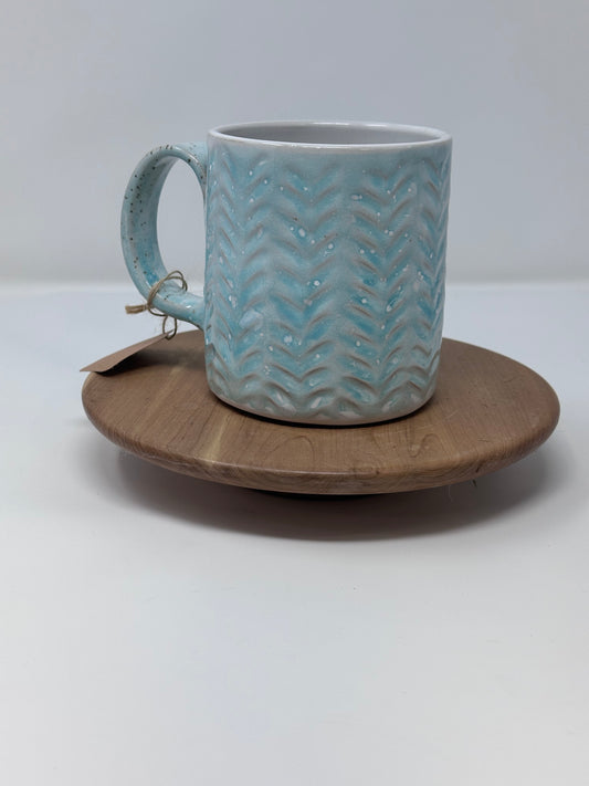 Handmade and Carved Ceramic Mug - Cable Knit Sweater