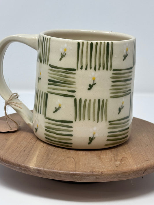Handmade Ceramic Mug - Green Stripe