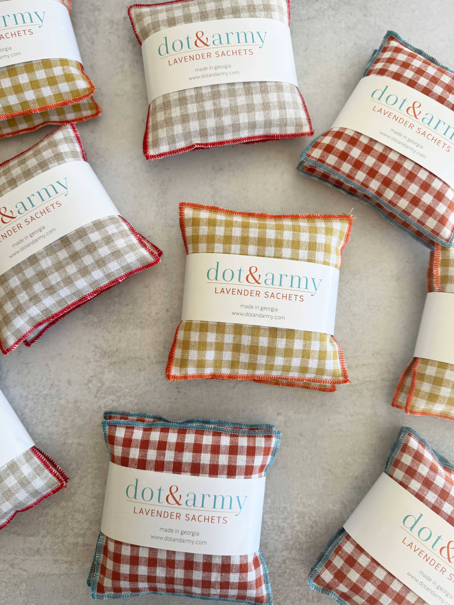 Mini Check Linen Lavender Sachets, set of two