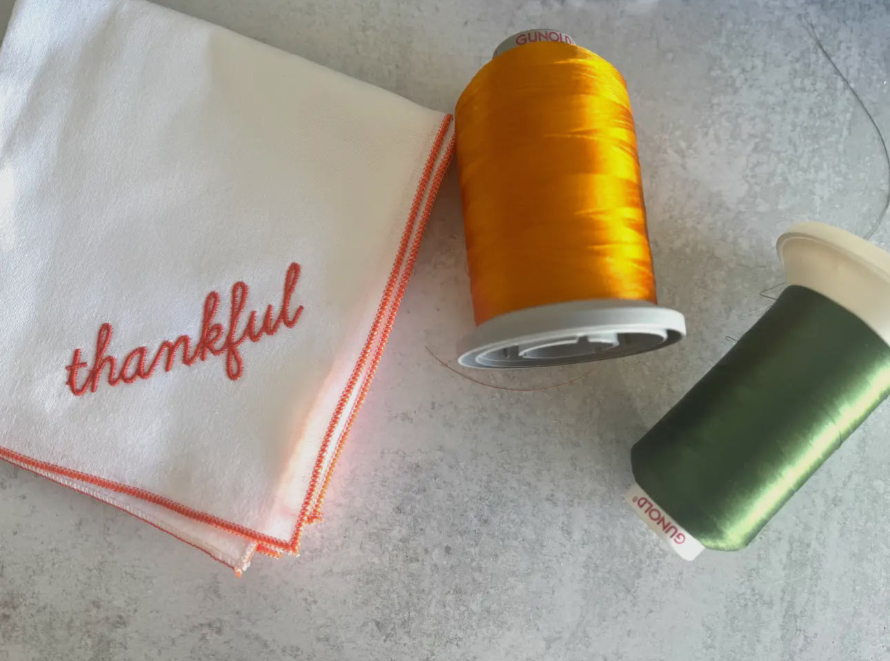 Thankful stitched kitchen towel