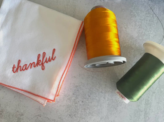 Thankful stitched kitchen towel