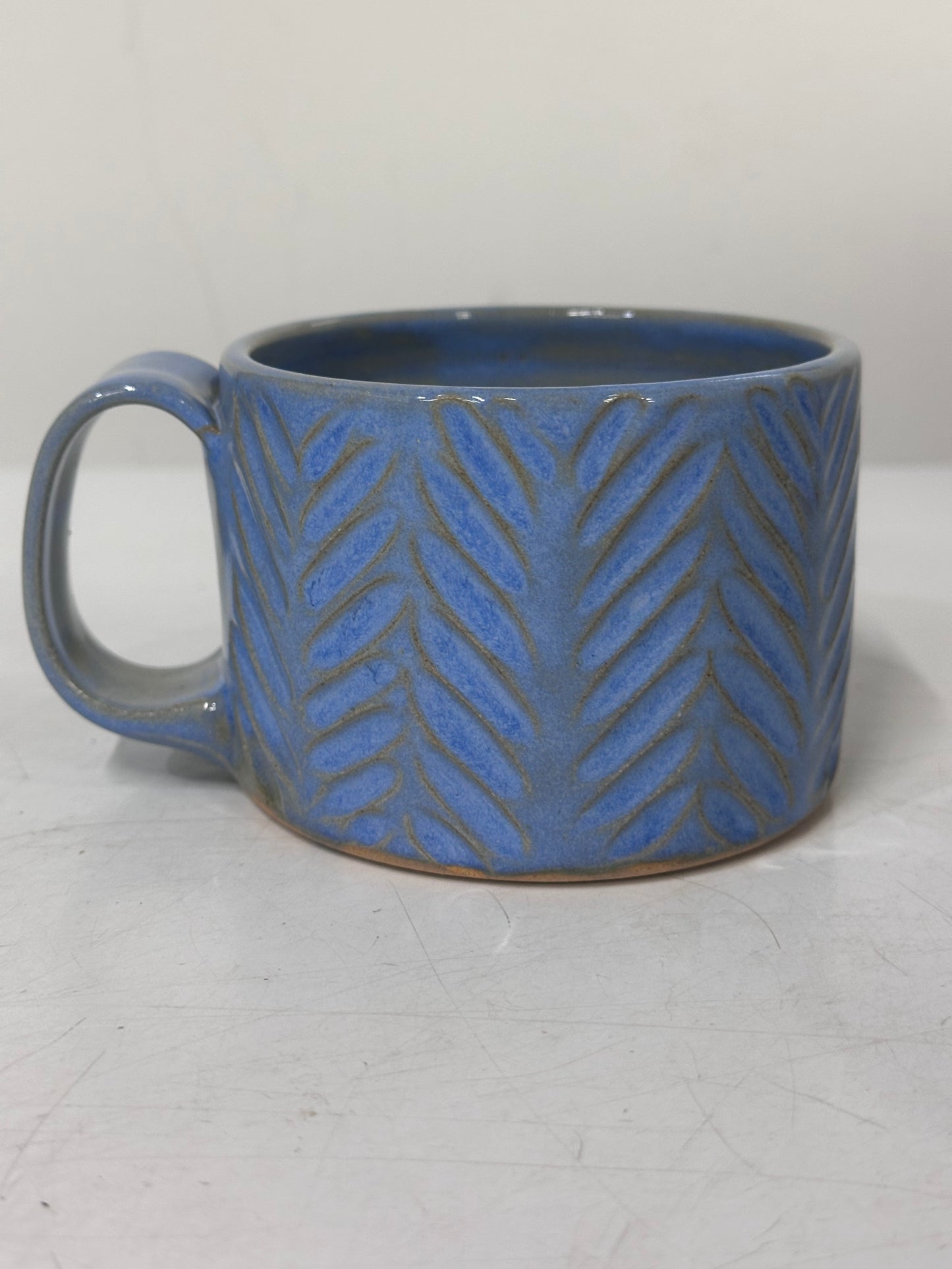 Handmade and Carved Ceramic Mug - Cable Knit Sweater