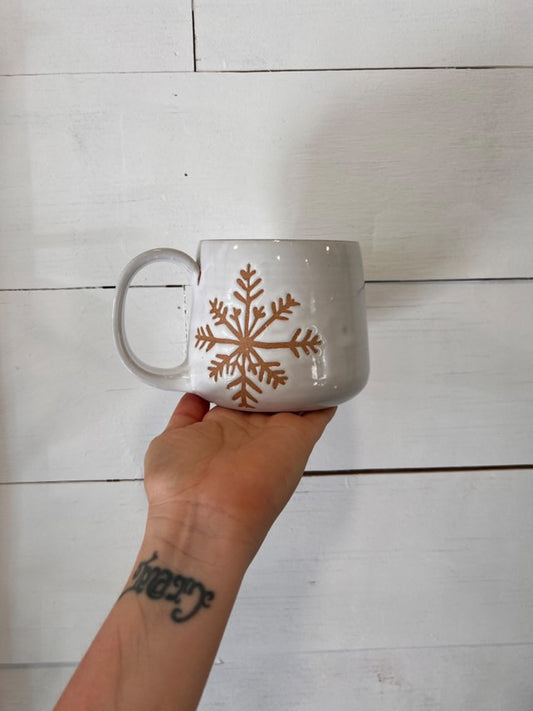 Handmade Ceramic Snowflake Mug