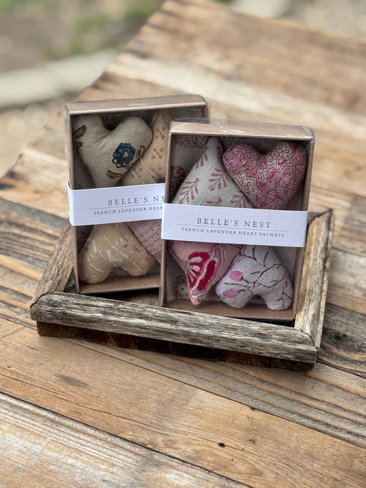 Boxed Set of Assorted Mini Lavender Heart Sachets 