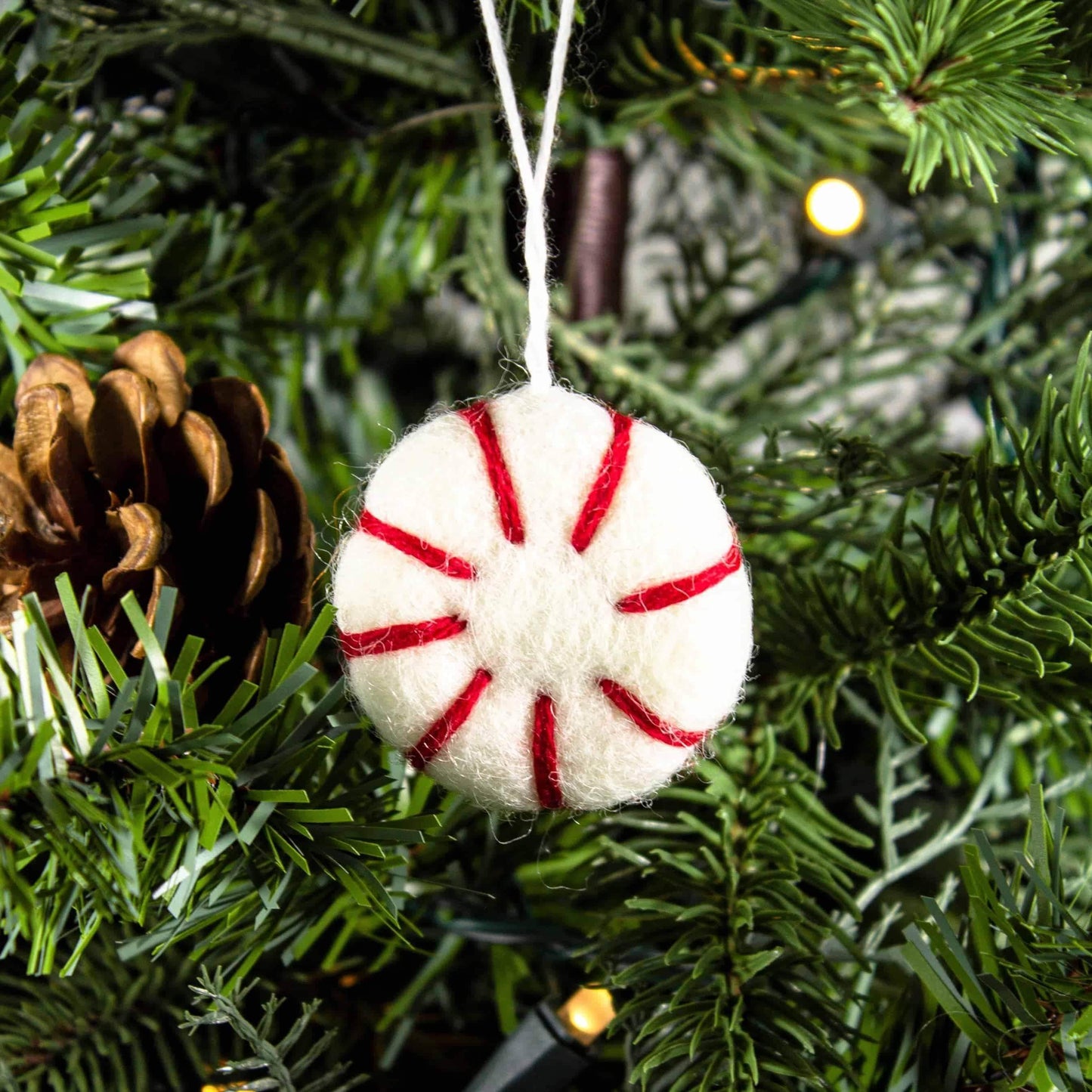 Peppermint Holiday Eco Wool Ornament - Classic